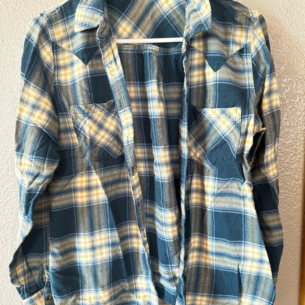Blue and Yellow Plaid Shirt